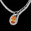 Bridal Necklace In 18k White Gold With 1 Orange Tear Shaped Diamond