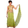 Ghagra Choli Available With Golden & Green Color