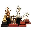 Brass Statues With Wooden Base