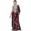 Gray Blue Peacock Embroidered Maroon Lehenga Choli