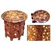 Carved Wooden Table with Octagonal Shape Stand