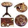 Carved Wooden Table with Designer Round Top