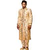 Cream Silk Brocade Sherwani