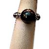 Black Pearl and Diamond Studded Gold Ring