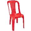 Red Colored Plastic Made Armless Chair