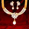 Diamond Studded Gold Necklace Set