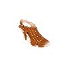 Embroidered High Heel Leather Sandal