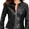 Collarless Ladies Leather Jacket