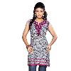 Sleeveless Printed Embroidery Kurti