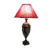 Wooden Table Lamp With Red Shade