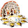 Silver Plated Ganesh Temple With 6 Diya`s