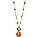 Two Line Gold Chain Mangalsutra With Black Enamel