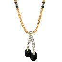 Square Ball Chain Mangalsutra With Black Enamel And White Rhodium