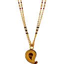 Two Line Gold Chain Mangalsutra With Small Gold Pendent With Enamel