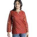 Silk Cotton With Short Kurta With Soft Floral Block Print