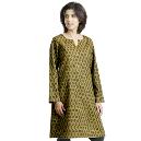 Silk Cotton Mini Kurta With Earthy Block Print Pattern