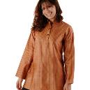 Silk Dhar Short Kurta With Printed Stripes