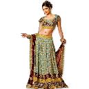 Ghagra Choli With Maroon Net Dupatta