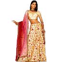 Ghagra Choli With Maroon And Pink Net Embroidered Dupatta