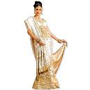 Three Piece White Brocade Ghagra Choli