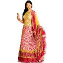 Ghagra Choli With Lime Green Halter Style Choli