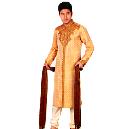 Printed Sherwani In Golden Color