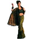 Olive Green Colored Embroidery Saree With Beads