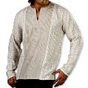 Natural Linen Kurta With Linen Checks