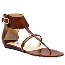 Flat Brown Leather Sandal In Desert Brushed Pattern