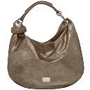 Metallic Leather Handbag In Silver Colour