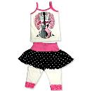 Girl Two-piece Set In Pink, Black And White Color