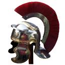 Roman Helmet With Red Crest And Plum