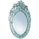 Oval Venetian Mirror in Pastel Bluish Shade