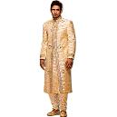 Cream Silk Brocade Sherwani