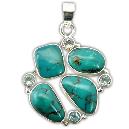 Turquoise Stone Studded Silver Pendant