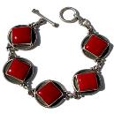 Red Stone Studded Silver Sterling Bracelet