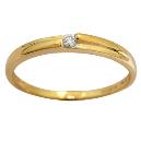 Single Diamond Studded Gold Ring