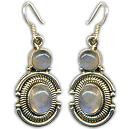 Natural Moonstone Studded Silver Earring