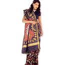 Designer Black Colored Printed Saree