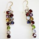 Multi-Color Stone Studded Designer Silver Earrings