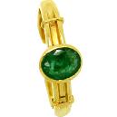 Green Gem Studded Gold Finger Ring