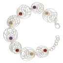 Semi-Precious Stone Studded Designer Silver Bracelet