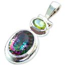 Colourful Gemstone Studded Sterling Silver Pendant