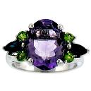 Amethyst Studded Silver Ring