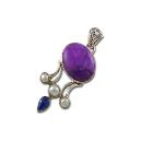 Stone/ Pearl Studded Silver Pendant