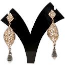 American Diamond Studded Earrings With Drop-Down Crystal