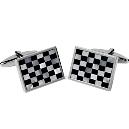 Rhodium Plated Cufflinks With Mother Of Pearl