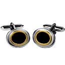 Rhodium Plated Cufflinks Onyx