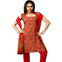 Red Colored Churidar Salwar Suit In Georgette-chiffon