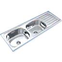 Rectangular Double Bowl With Drain Board Sink